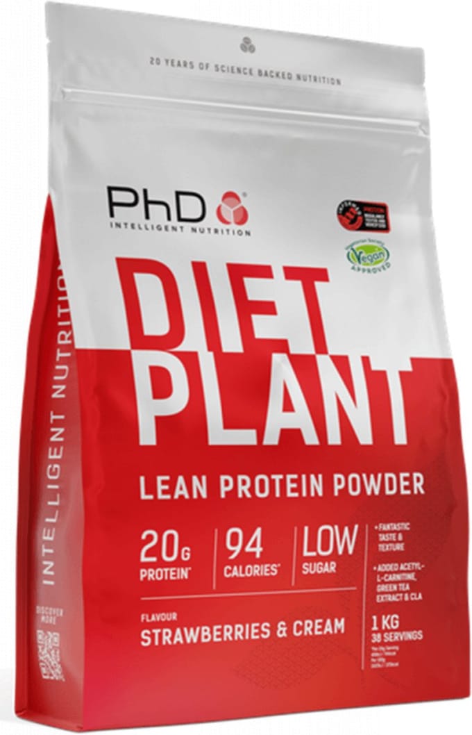 PhD Diet Plant Protein (1000g) Strawberry & Cream - Eiwitten - Veganistisch eiwit