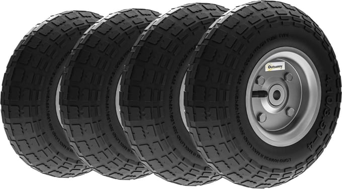 Handkar Vervangende Wielen - 4 Pack - Massief Rubber & Kogellager - Zwart