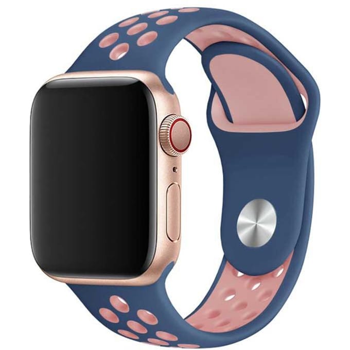 2+2 | Apple Watch Bandje Stryde - Dubbel - Siliconen - Blauw Roze