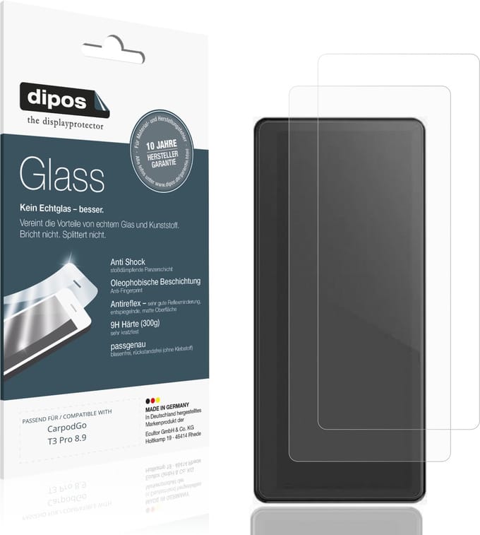 dipos – 2x Matte Pantserfolie geschikt voor CarpodGo T3 Pro 8.9 | 9H Screenprotector