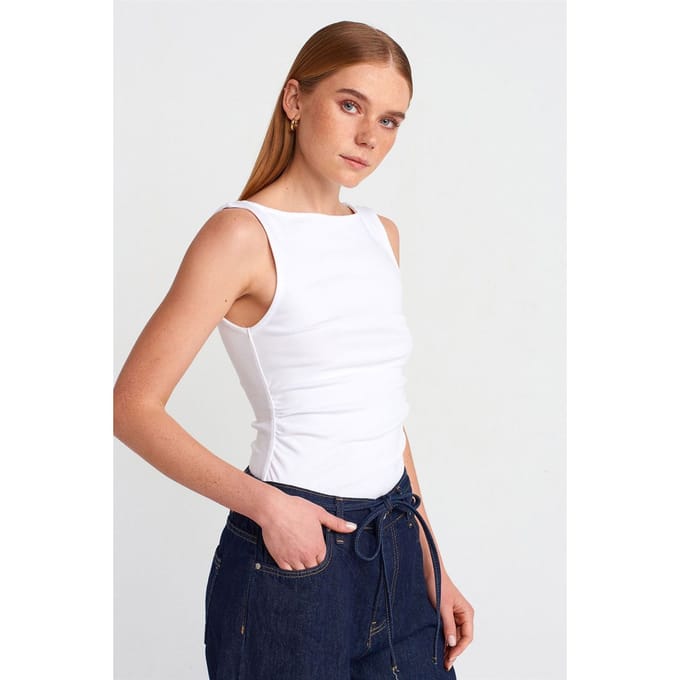 Mouwloze Boothals Jersey Blouse