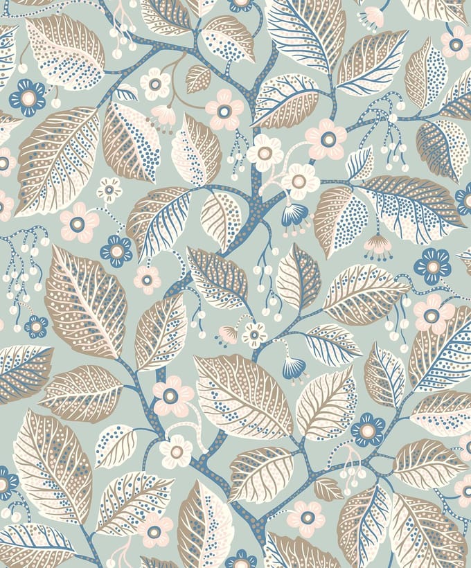 Boråstapeter Vliesbehang 7785 - Adorn - Botanisch Blauw - 53cm x 10.05m