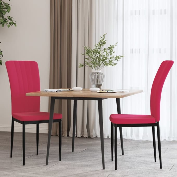vidaXL - Eetkamerstoelen - 2 - st - fluweel - wijnrood