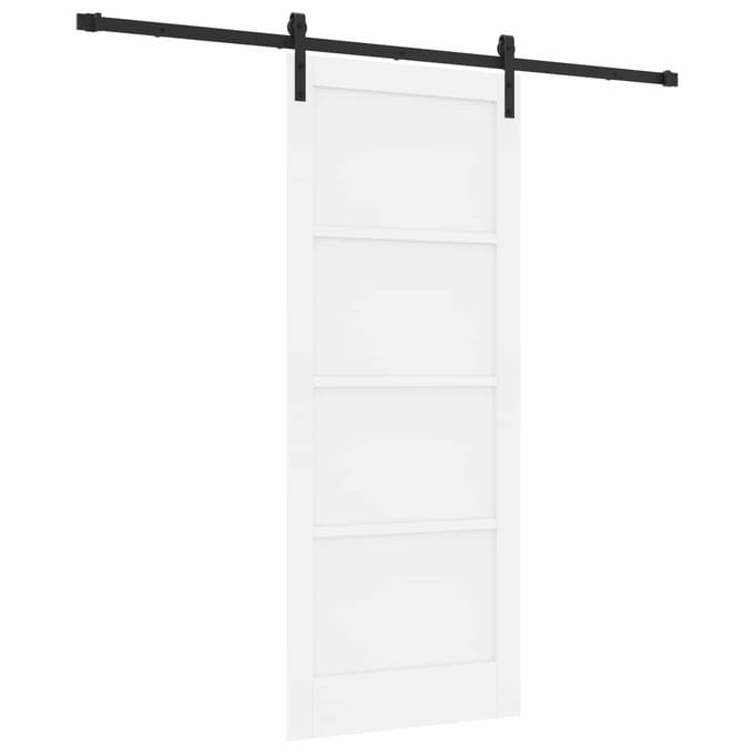 vidaXL - Schuifdeur - Wit - 83 - x - 202 - cm - Massief - grenenhout