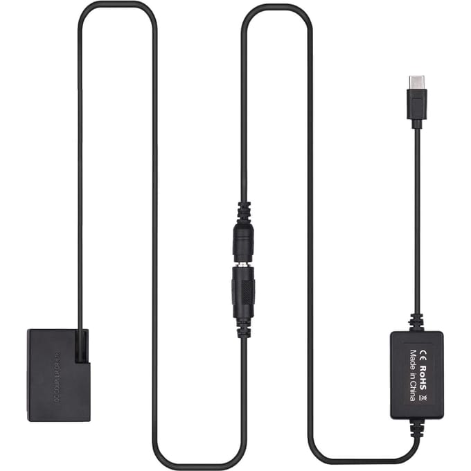 PD USB Type-C-kabel naar DR-E18 Dummy-batterij DC-koppeling LP-E17 Vervanging voor Canon 750D 760D T6S zwart