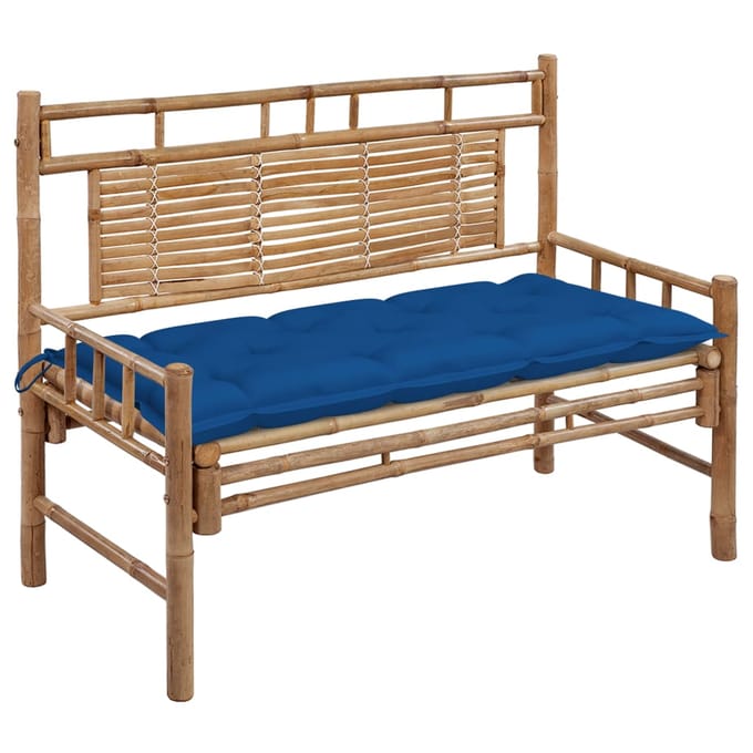 vidaXL - Tuinbank - met - kussen - 120 - cm - bamboe