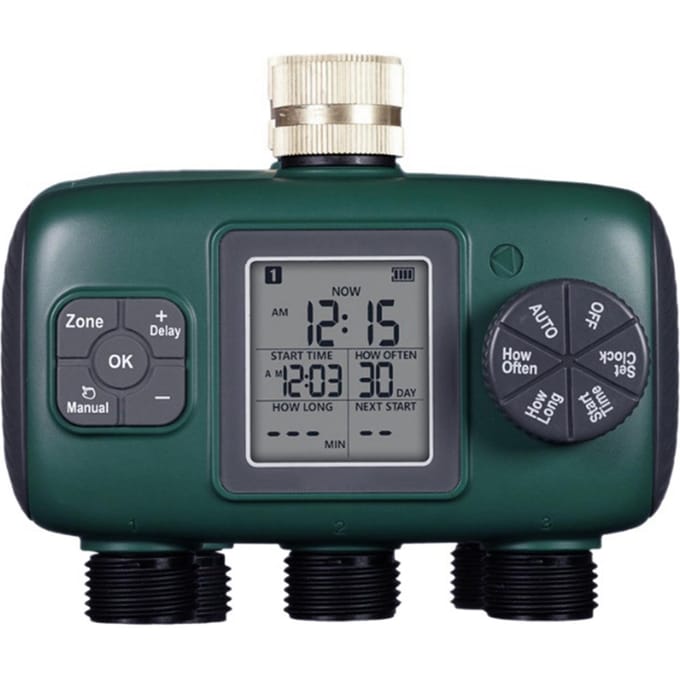 Watergeef Timer LCD Display Messing Klep Irrigatie Timer 3 Uitgangen Timer voor Tuinirrigatie gray