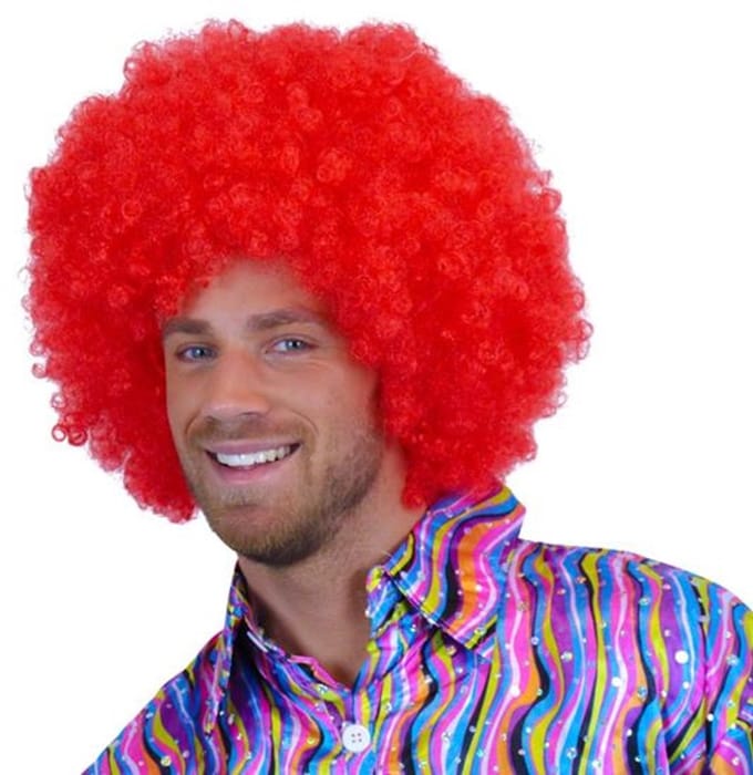 Super afro pruik felrood