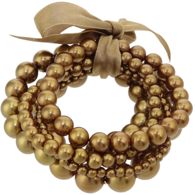 Behave - elastische armbandset met parels - goudkleur - feestelijk