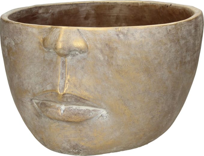 Wants&Needs Bloempot Face Beton Goud 28.5 X 28.5 X 18