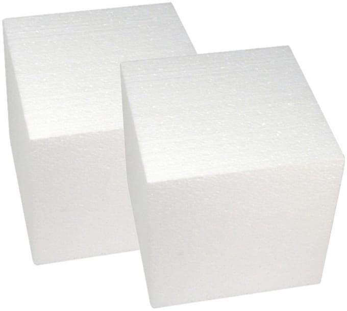 Rayher hobby Piepschuim vormen/figuren kubus - Set van 6x stuks - wit - 20 x 20 cm - knutselen artikelen