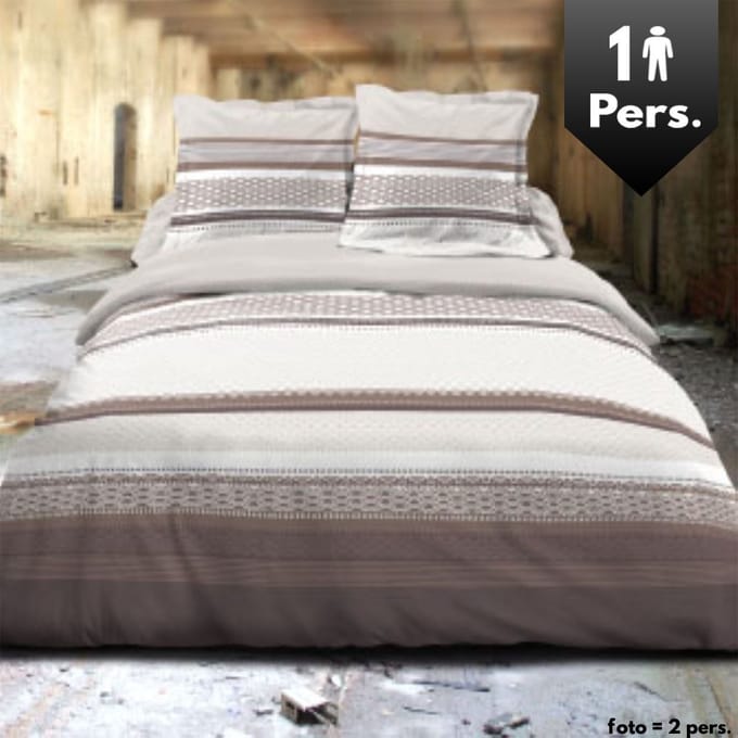 Flanel dekbedovertrek 140 x 200 cm Eenpersoons Rio Taupe