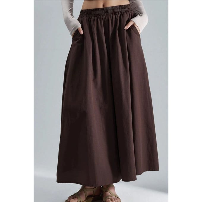 Elastische Taille Maxi Rok met Zakken