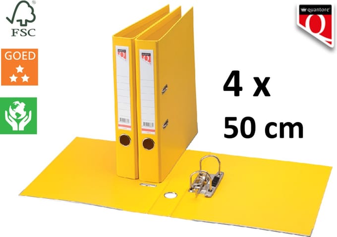 4 x Ordner Quantore - A4 - 50mm breed - PP kunststof - geel