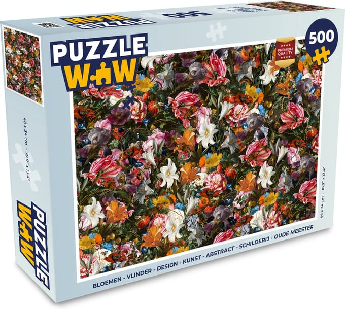 Puzzel Bloemen - Vlinder - Design - Kunst - Abstract - Schilderij - Oude meesters - Legpuzzel - Puzzel 500 stukjes