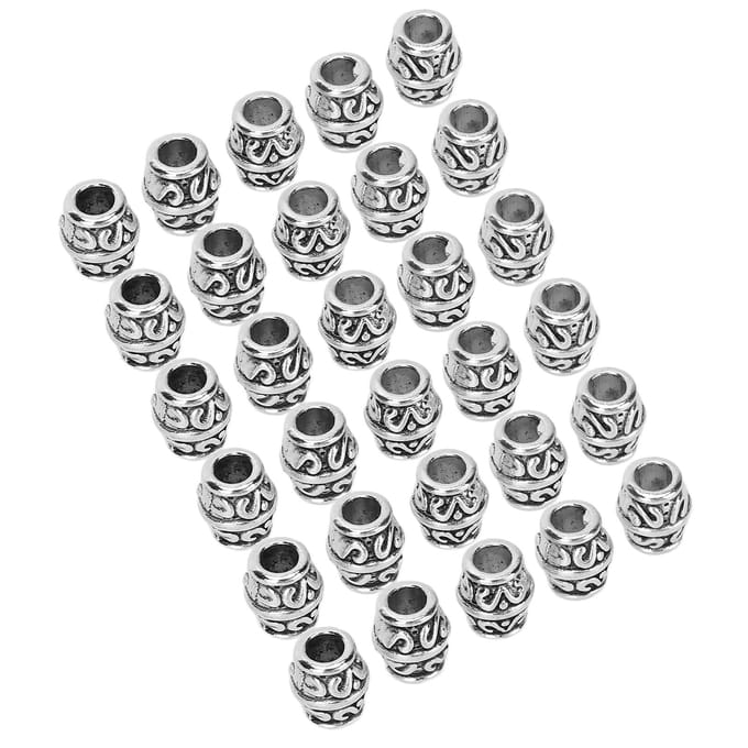 30 stuks DIY Baardkralen Clips Retro Haar Dreadlocks Kralen Accessoires voor Vlechten Armband gray