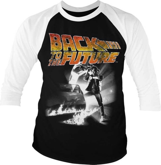 Back To The Future Raglan top -S- Poster Zwart/Wit