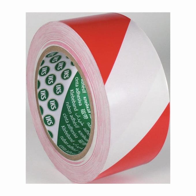 IKS vloermarkeringstape F33 PVC rood / wit - 5635000002