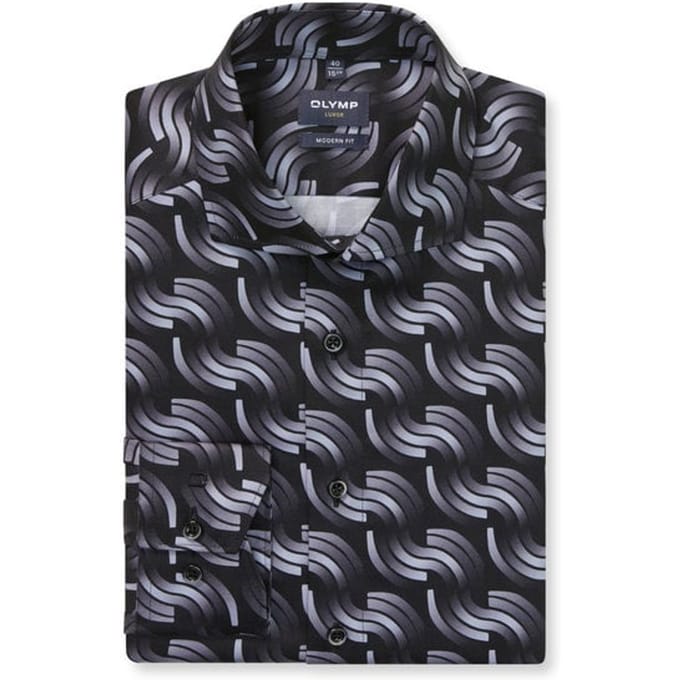 OLYMP Luxor Overhemd, Modern Fit, Royal Kent, Zwart