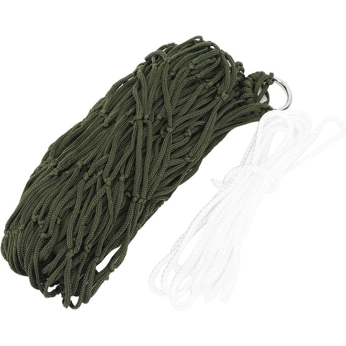 Hamac d'extérieur en maille pour camping, simple, en nylon, avec corde black