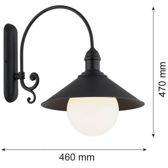 Argon Buitenwandlamp Enduro, zwart, staal, glas, IP44, E27