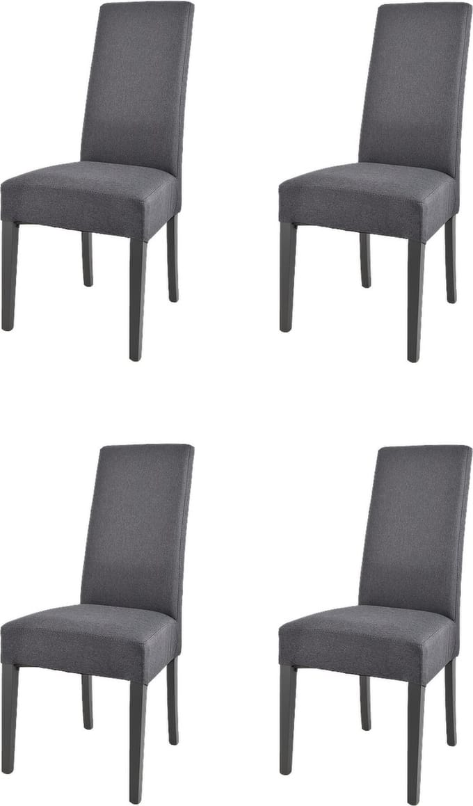Tommychairs Chiara - Eetkamerstoelen - Set van 4 - Donkergrijs - Stof & Hout