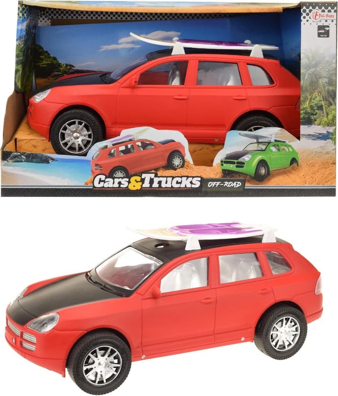 Toi-toys Auto Met Surfboard Rood 31 Cm