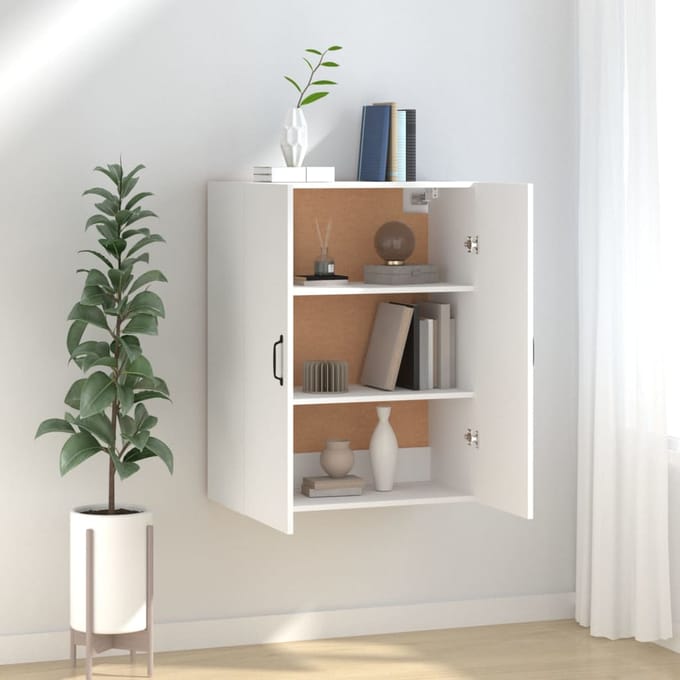 vidaXL - Hangkast - 69,5x34x90 - cm - bewerkt - hout - wit