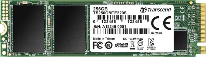 Transcend 220S NVMe/PCIe M.2 SSD 2280 harde schijf 256 GB M.2 NVMe PCIe 3.0 x4