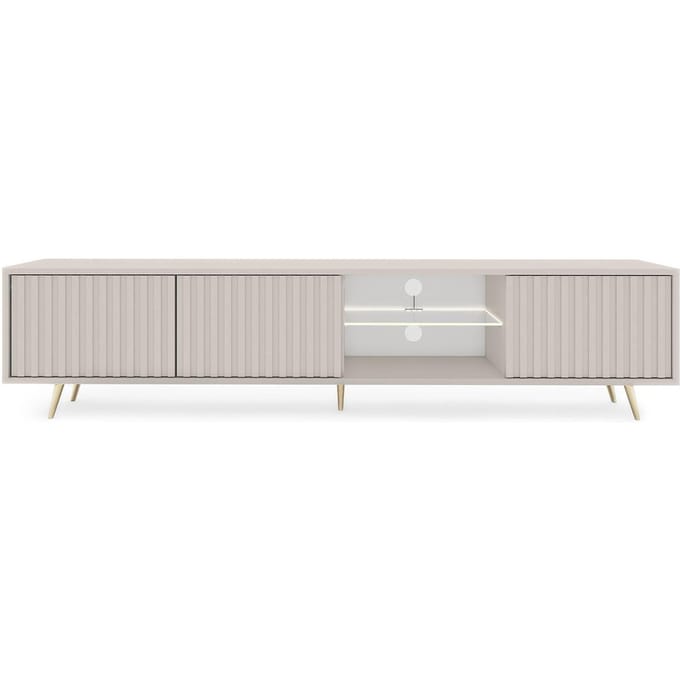 Selsey Bello - RTV-kast met lamelfronten 175 cm - Grijsbeige