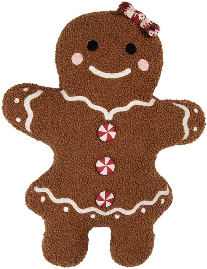 Clayre & Eef Sierkussen Gingerbread man 40x5x44 cm Bruin Polyester