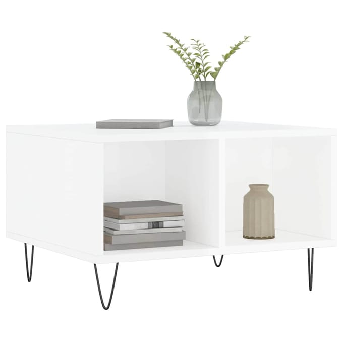 vidaXL - Salontafel - 60x50x36,5 - cm - bewerkt - hout - hoogglans - wit