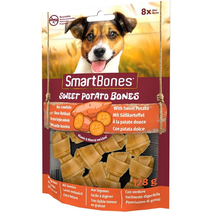 3x8 Stuks SmartBones Hondenbotten zoete aardappel voor kleine honden