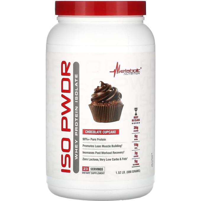 Metabolic Nutrition, ISOpwdr, wei-eiwitisolaat, chocolade cupcake, 1,52 lb (690 gr)