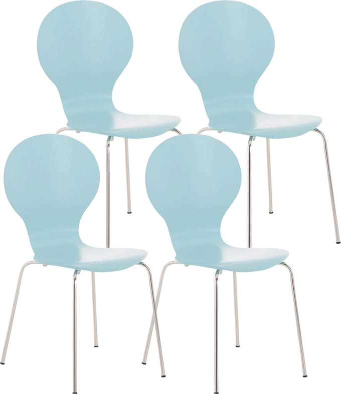 CLP Diego Set van 4 stapelstoelen Hout/lichtblauw