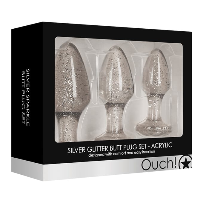 Acrylic Silverchip Butt Plug Set - Silver