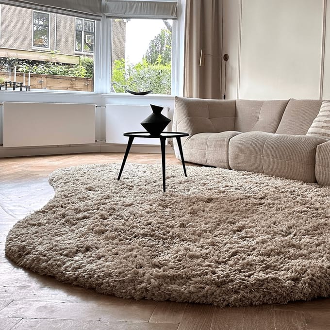 Organisch Hoogpolig Vloerkleed Pilo Beige Polyester Interieur05 - 160 x 230 cm - (M)