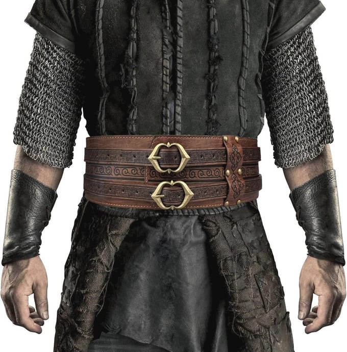 Brede middeleeuwse riem van kunstleer voor LARP en cosplay