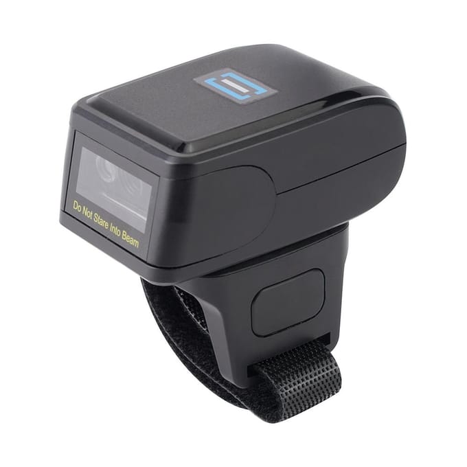 2D Barcode Scanner Draagbare Vinger Handheld Draagbare Ring 1D 2D Barcode Reader BT+2.4G Draadloos zwart