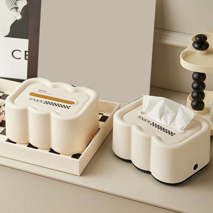 Tissueboxhoes Wolkvorm Multifunctioneel Plastic Decoratief Tissueboxhouder voor Woonkamer beige