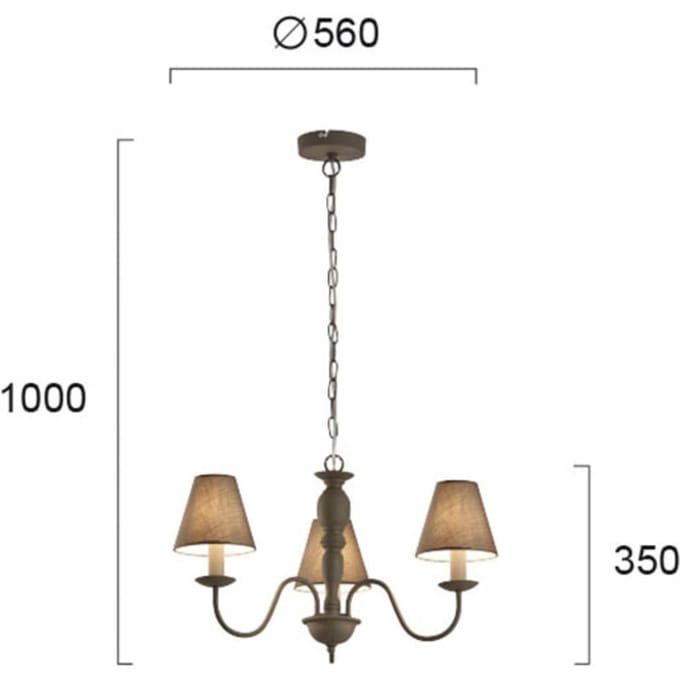 Viokef Kroonluchter Fatima, grijs, 3-lamps