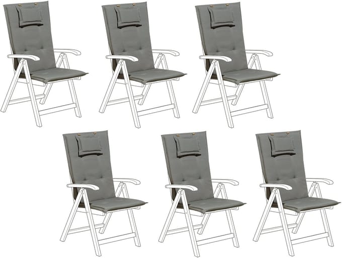 TOSCANA/JAVA - Tuinkussen set van 6 - Grijs - 50 x 70 cm - Polyester