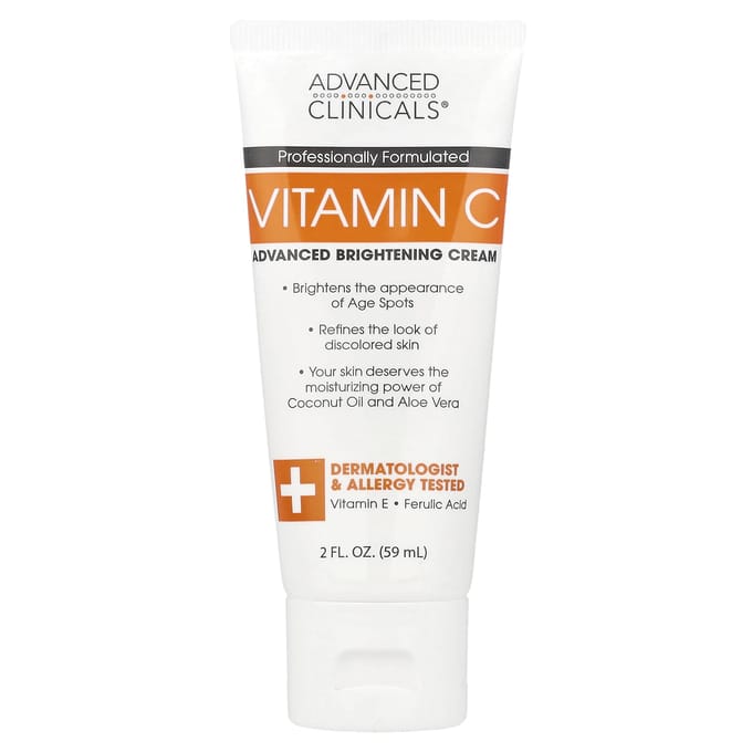 Advanced Clinicals, Vitamine C, Crème éclaircissante avancée, 2 fl oz (59 ml) orange