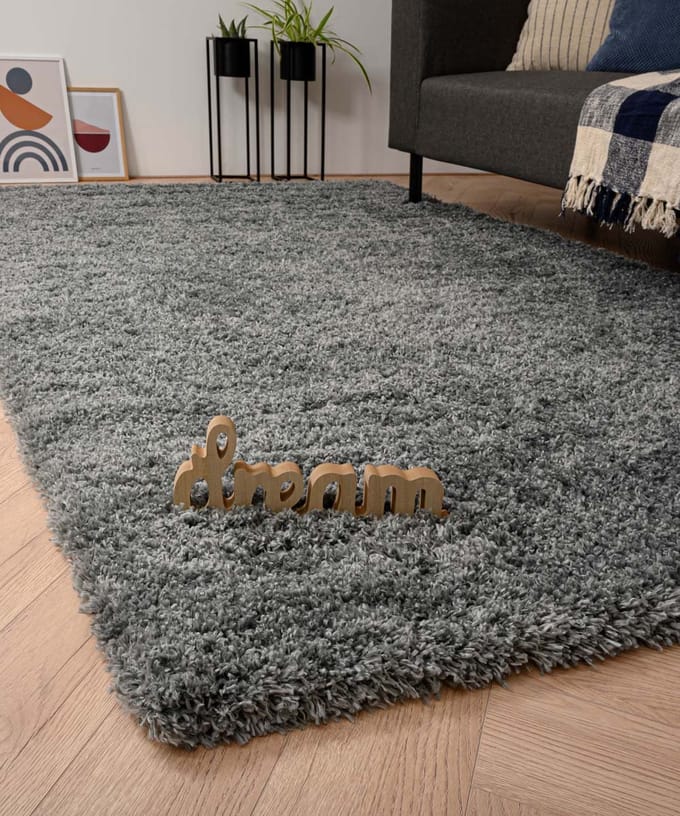 Rond hoogpolig vloerkleed - Cozy Shaggy grijs 200