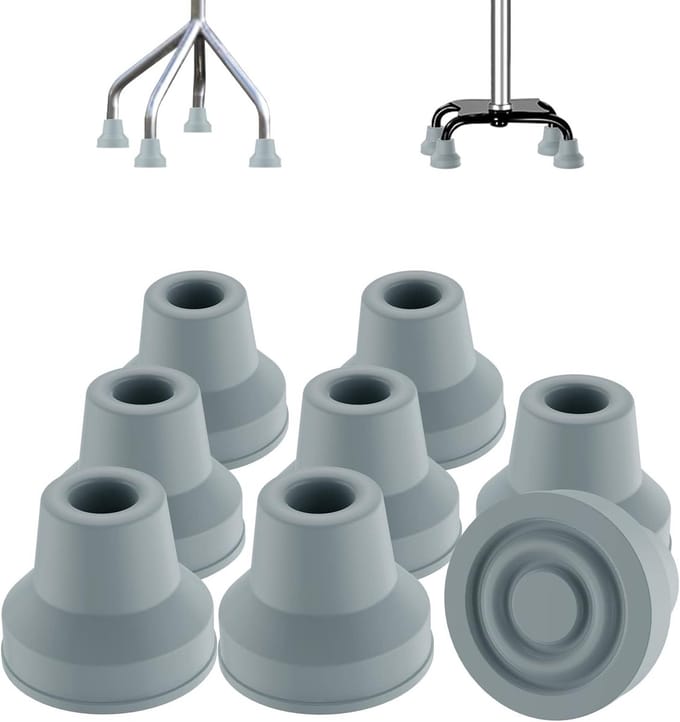 Wandelstok Dopjes - Antislip Rubber - Extra Grip - Zware Last - 1/2 Inch - Grijs