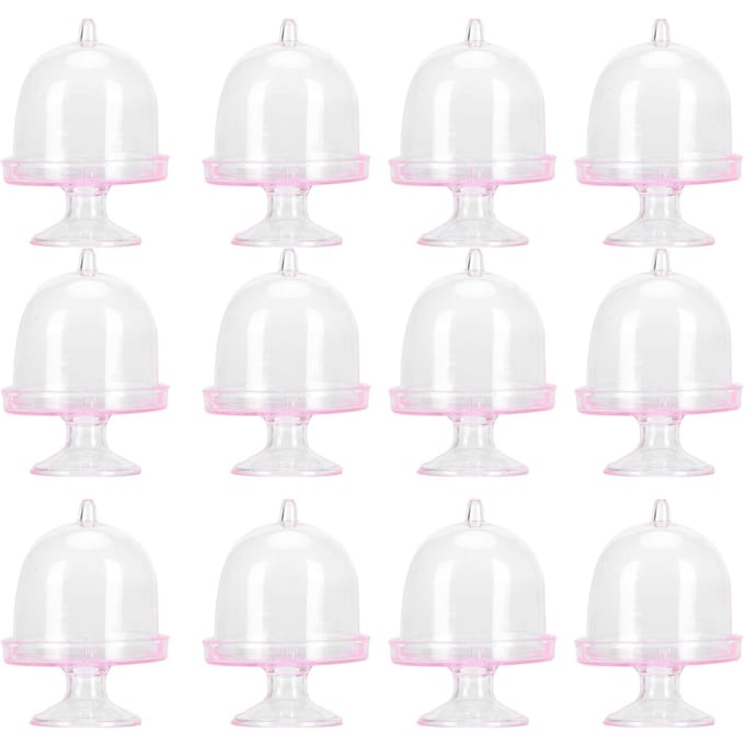 Lot de 12 mini boîtes à bonbons, présentoirs à gâteaux et cupcakes avec couvercle, accessoires de fête roses rose