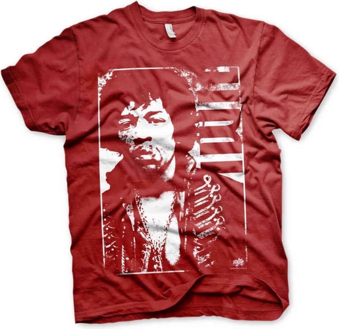 Jimi Hendrix Heren Tshirt -L- Distressed Rood