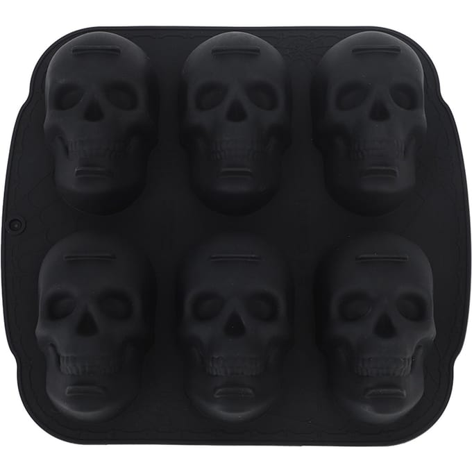 Doodshoofd Bakvorm Zachte Siliconen Halloween Skelet Hoofd Taartvorm voor Taart Koekje Chocolade L black