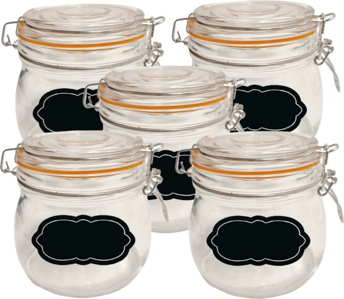 Weckpot/inmaakpot - 10x - 500 ml - glas - met beugelsluiting - incl. etiketten