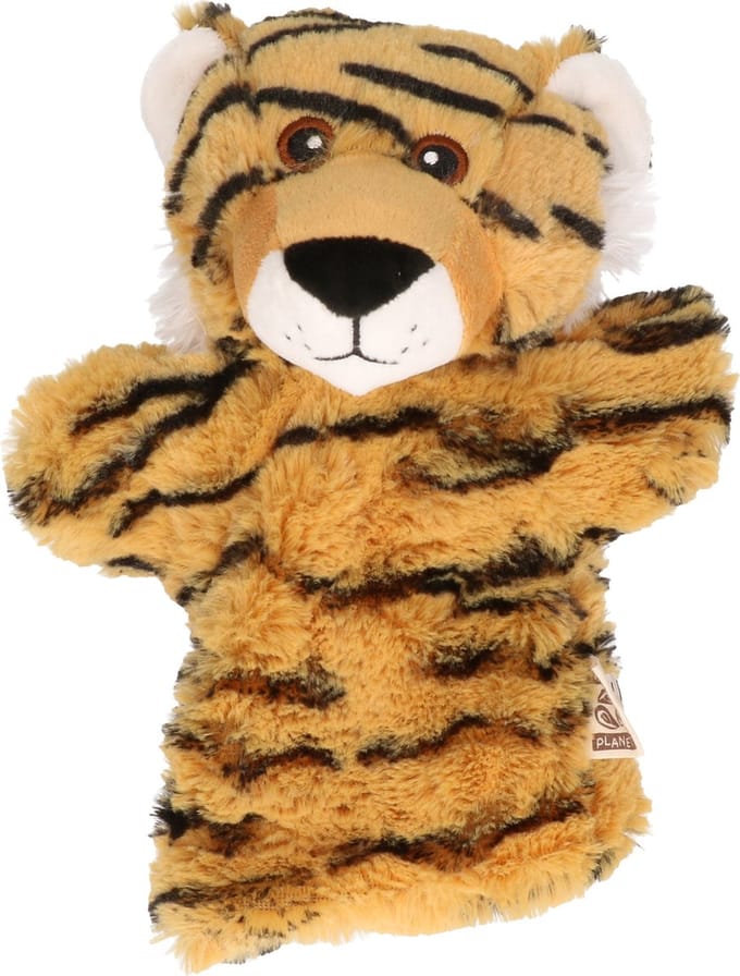 Nature Planet Pluche handpop - Tijger dier - poppenkast poppen - 22 cm